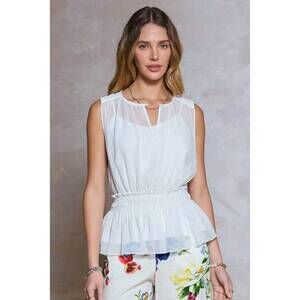 NEW CURRENT AIR cory sheer peplum top in white